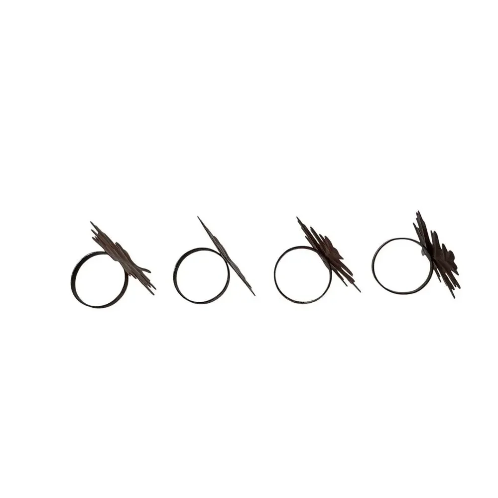 Metal Leaf Napkin Rings Set of 4 Brown Oak Fall Thanksgiving Table Decor